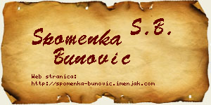 Spomenka Bunović vizit kartica